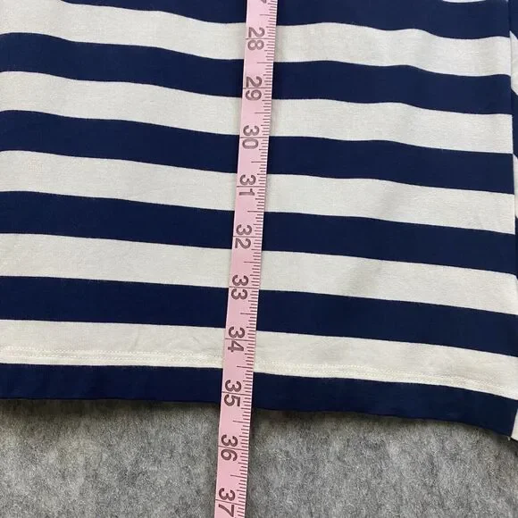 Soft Surroundings Women's Large Navy White Stripe V Neck Side Wrap Dress - Picture 7 of 14